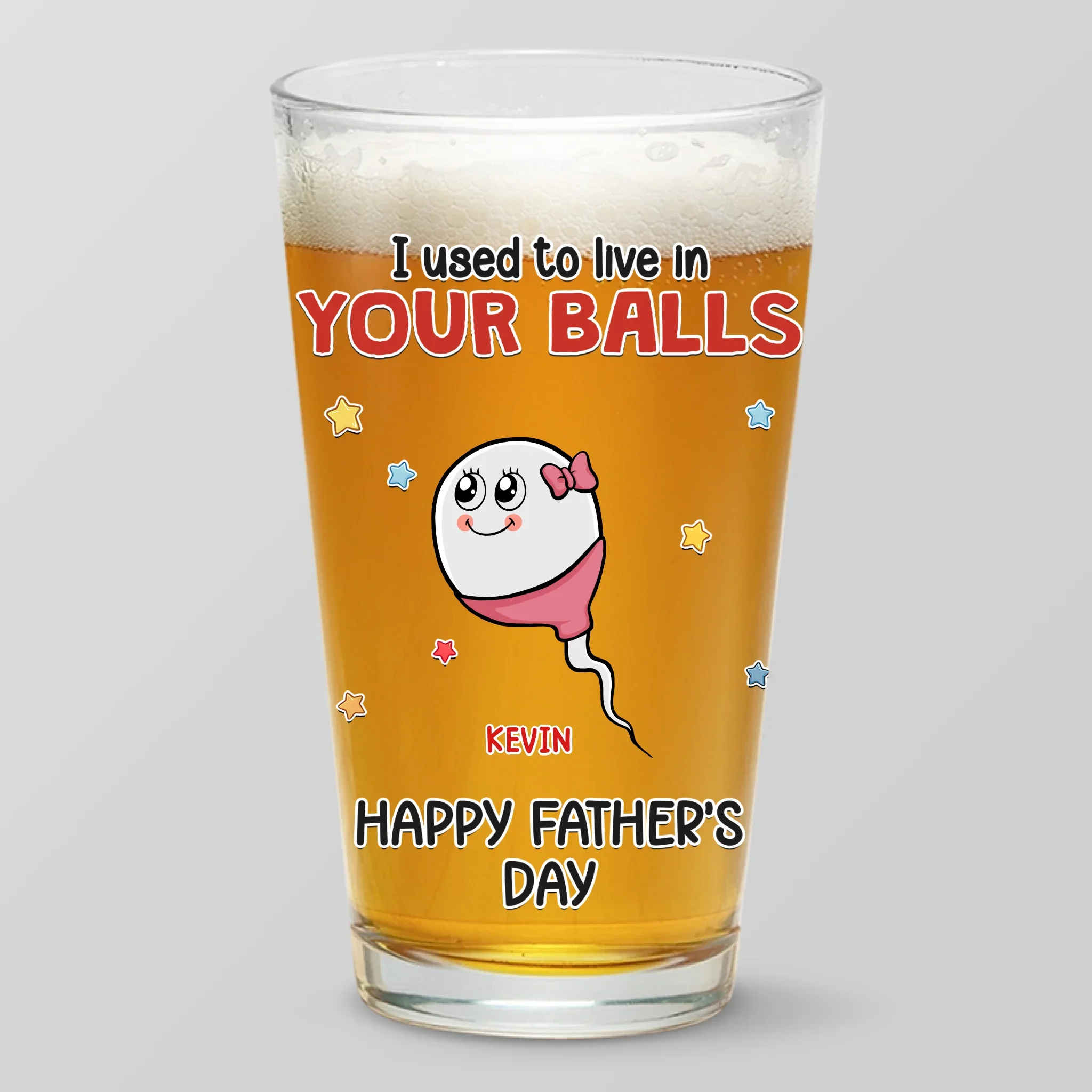 From Your Balls To Your Heart - Family Personalized Custom Beer Glass - Father's Day, Gift For Dad - Image 2