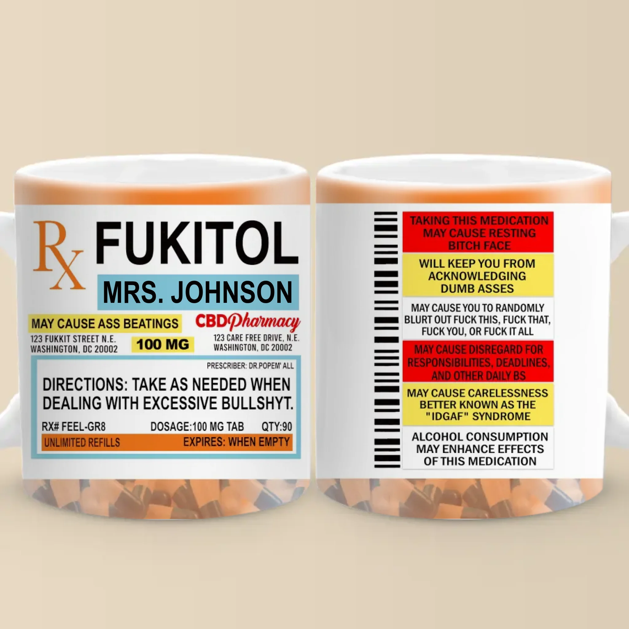 Fukitol Rx Prescription For Recharging Your Mind And Soul - Friend Personalized Custom Mug - New Arrival, Gift For Best Friends, Sisters, Family Members, Coworkers  AMZ - Image 2
