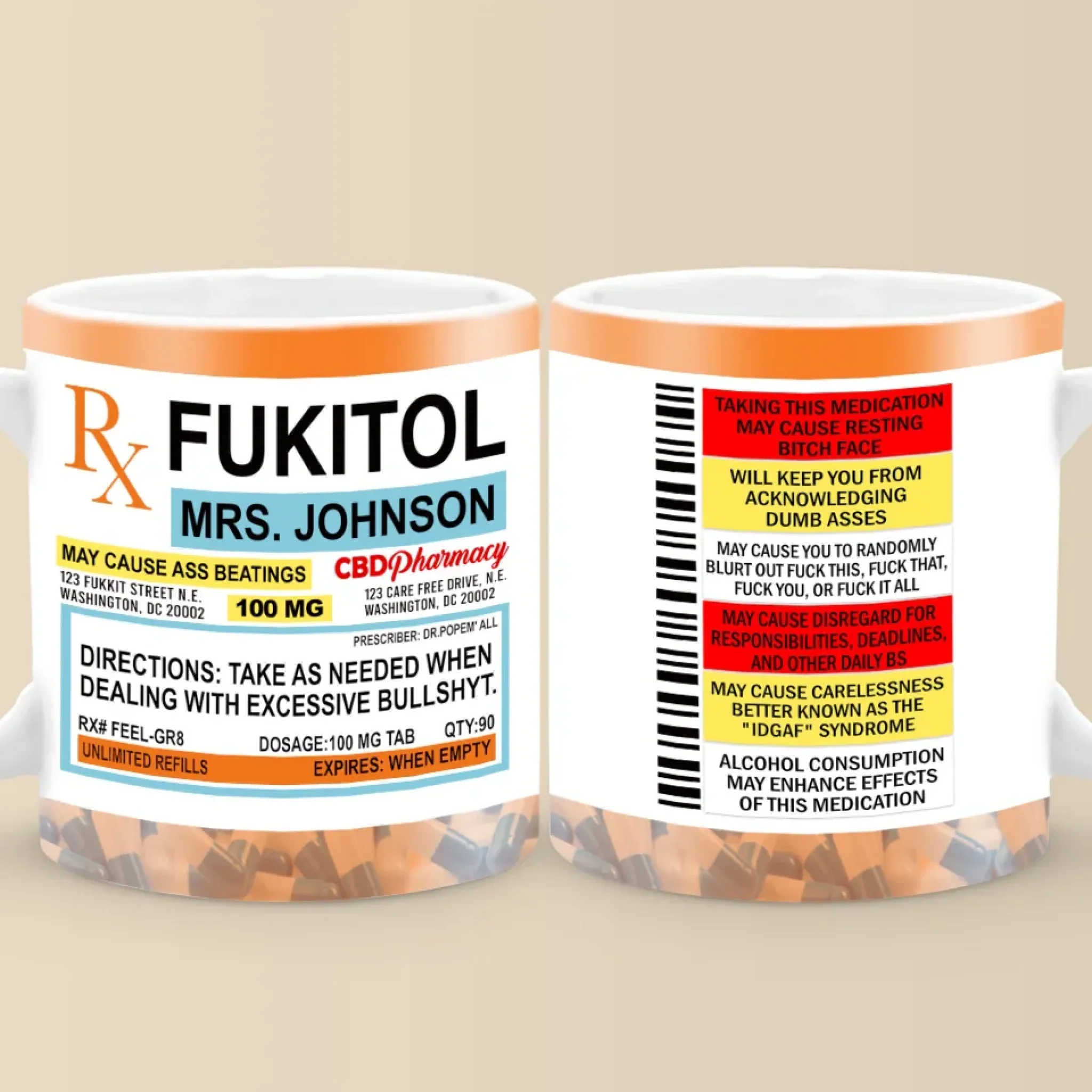 Fukitol Rx Prescription For Recharging Your Mind And Soul - Friend Personalized Custom Mug - New Arrival, Gift For Best Friends, Sisters, Family Members, Coworkers  AMZ - Image 3
