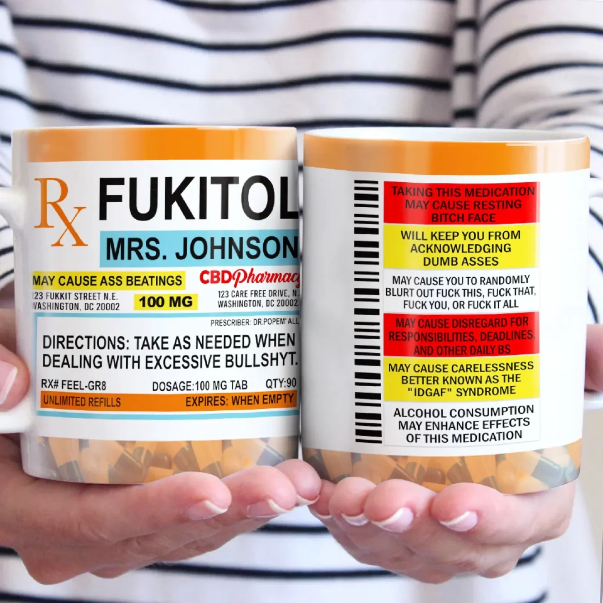 Fukitol Rx Prescription For Recharging Your Mind And Soul - Friend Personalized Custom Mug - New Arrival, Gift For Best Friends, Sisters, Family Members, Coworkers  AMZ - Image 4