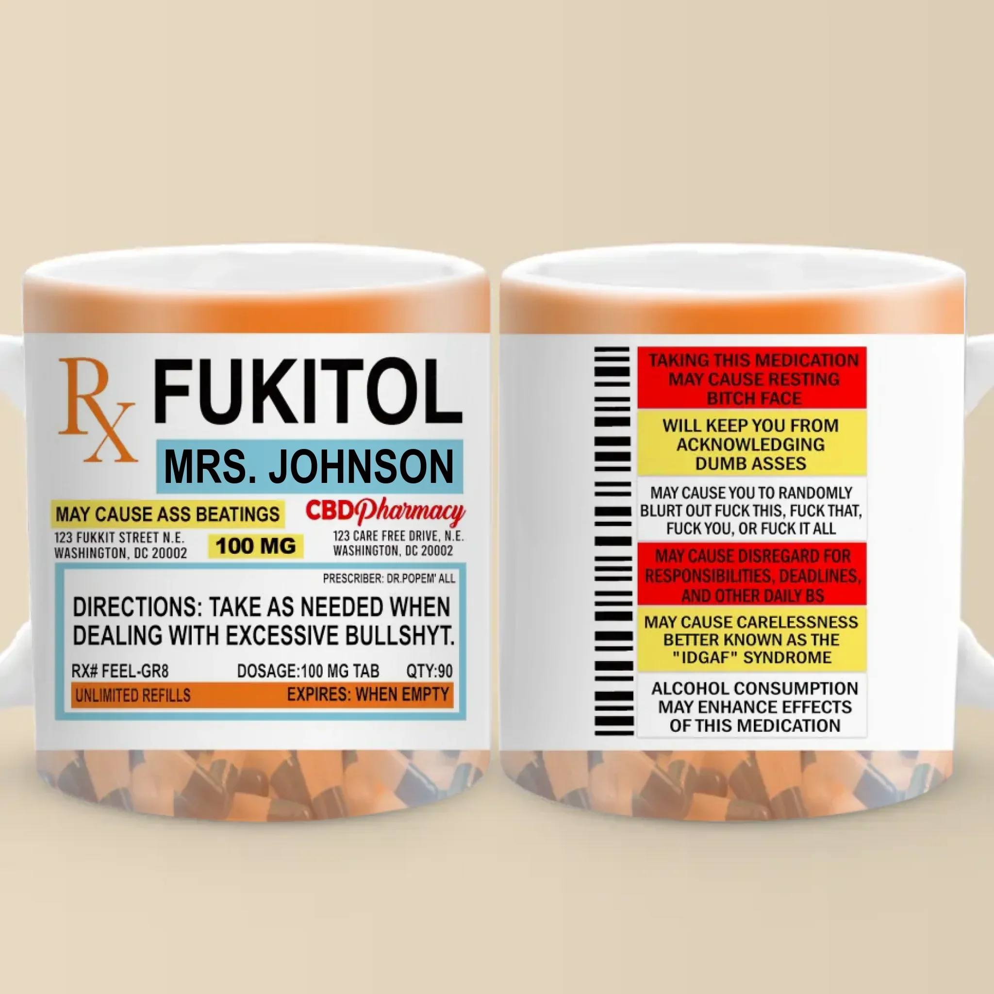 Fukitol Rx Prescription For Recharging Your Mind And Soul - Friend Personalized Custom Mug - New Arrival, Gift For Best Friends, Sisters, Family Members, Coworkers  AMZ - Image 7
