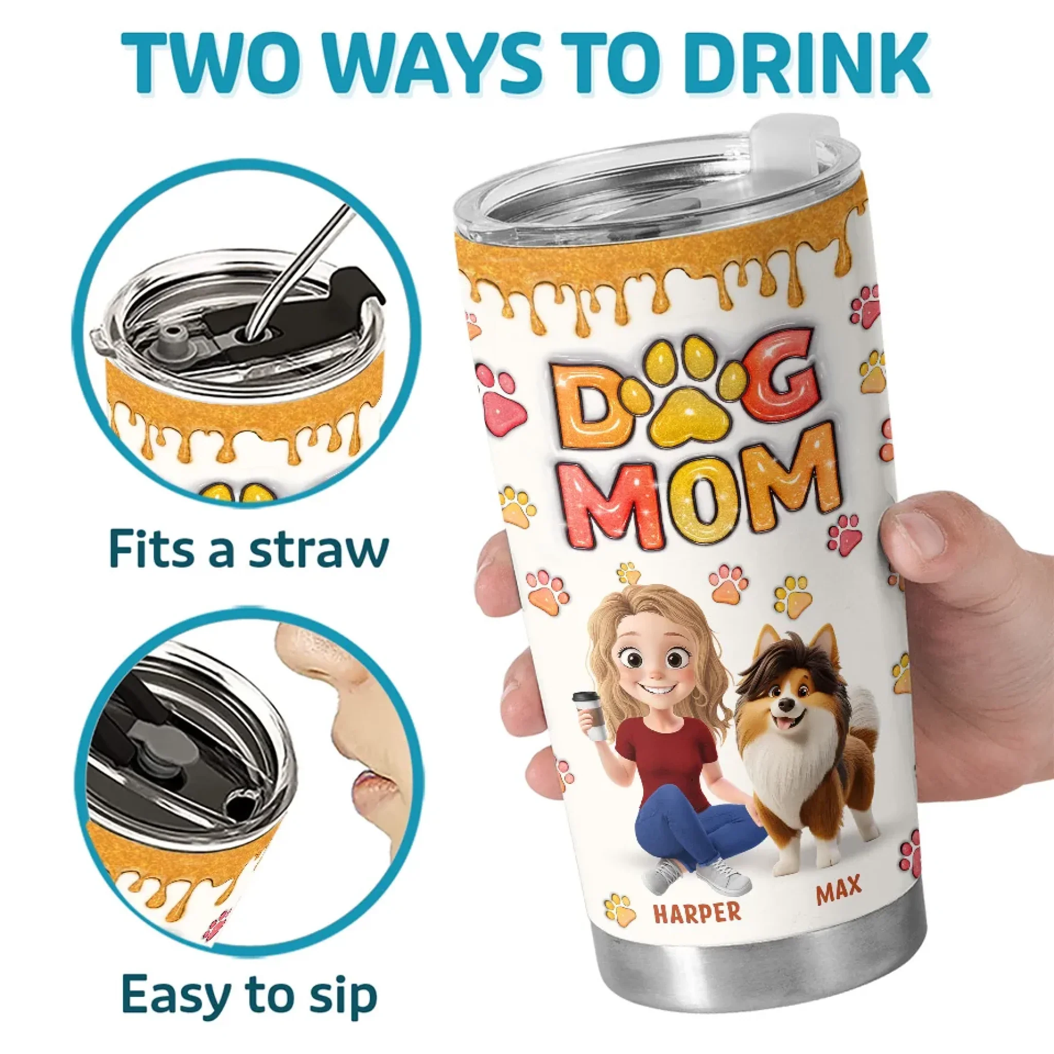 Fur Babies, Forever - Dog Personalized Custom 3D Inflated Effect Printed Tumbler - Gift For Pet Owners, Pet Lovers - Image 4