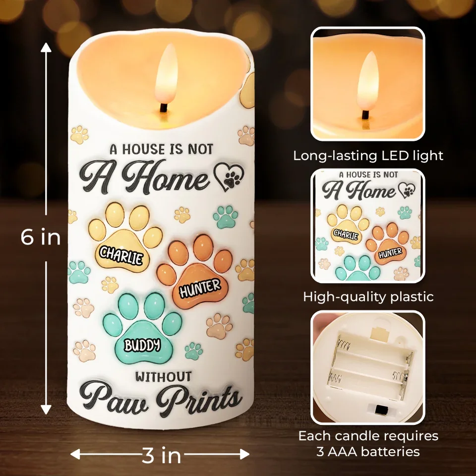 Fur Babies Make Life Sweeter - Dog & Cat Personalized Custom 3D Inflated Effect Printed LED Candle - Christmas Gift For Pet Owners, Pet Lovers - Image 4