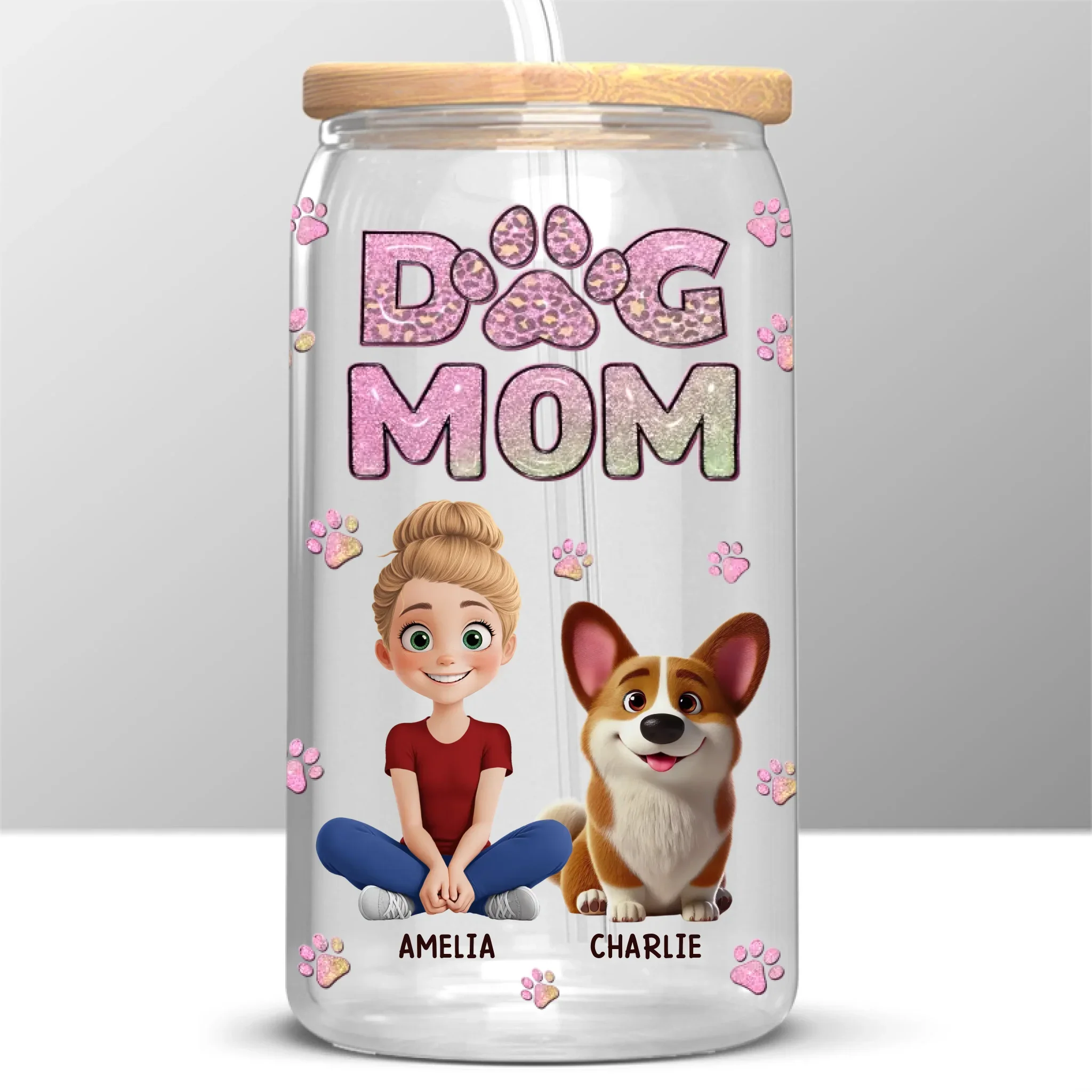 Fur Mama And Loving It - Dog & Cat Personalized Custom Glass Cup, Iced Coffee Cup -  Gift For Pet Owners, Pet Lovers - Image 2