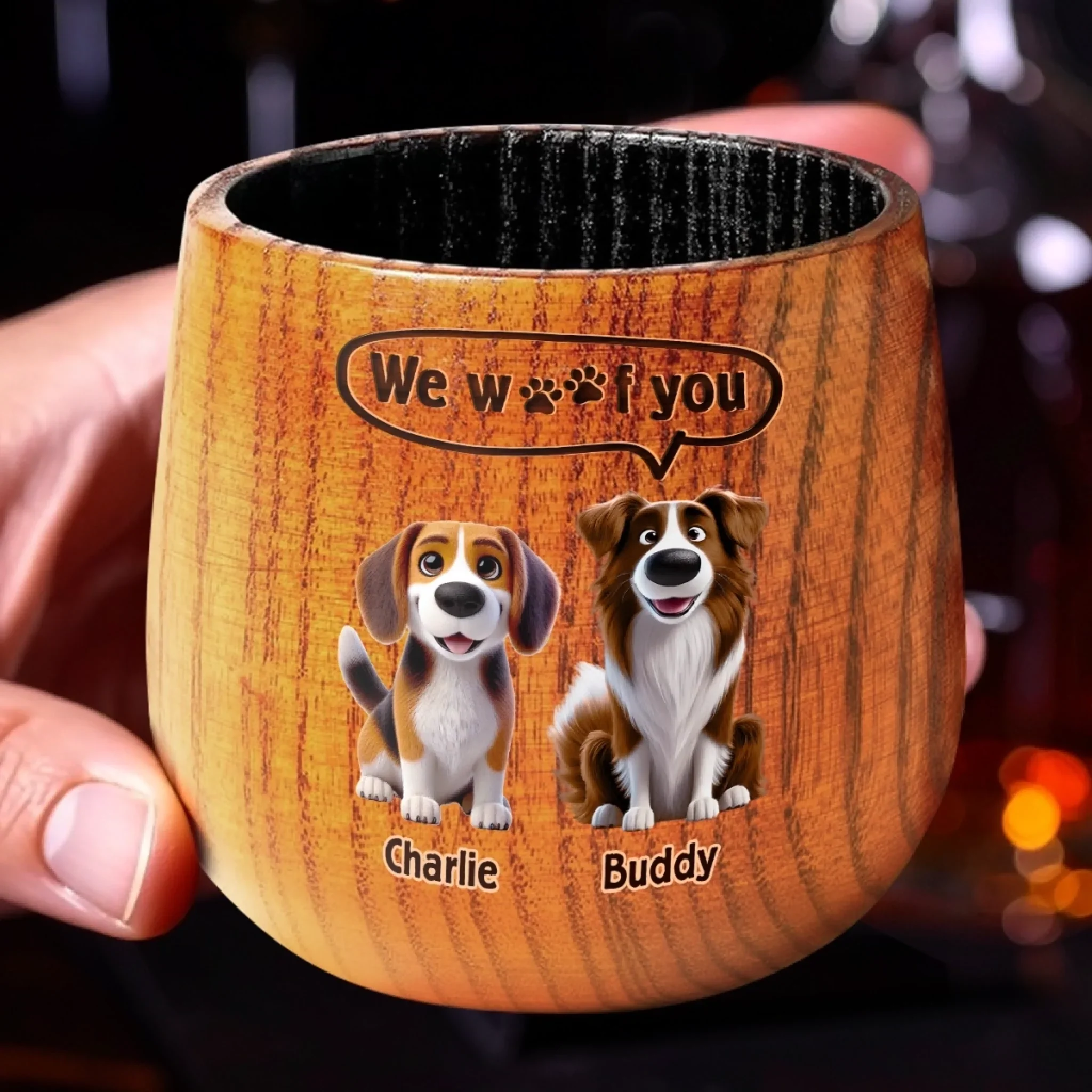 Fur Real, You're The Best - Dog Personalized Custom Wooden Whiskey Glass - Father's Day, Gift For Pet Owners, Pet Lovers - Image 4