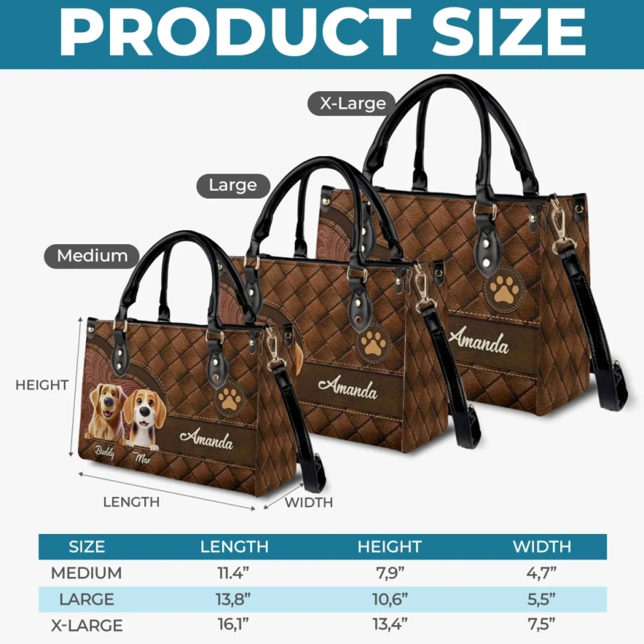 Furry Friends, Forever In My Heart - Dog Personalized Custom Leather Handbag - Gift For Pet Owners, Pet Lovers - Image 5
