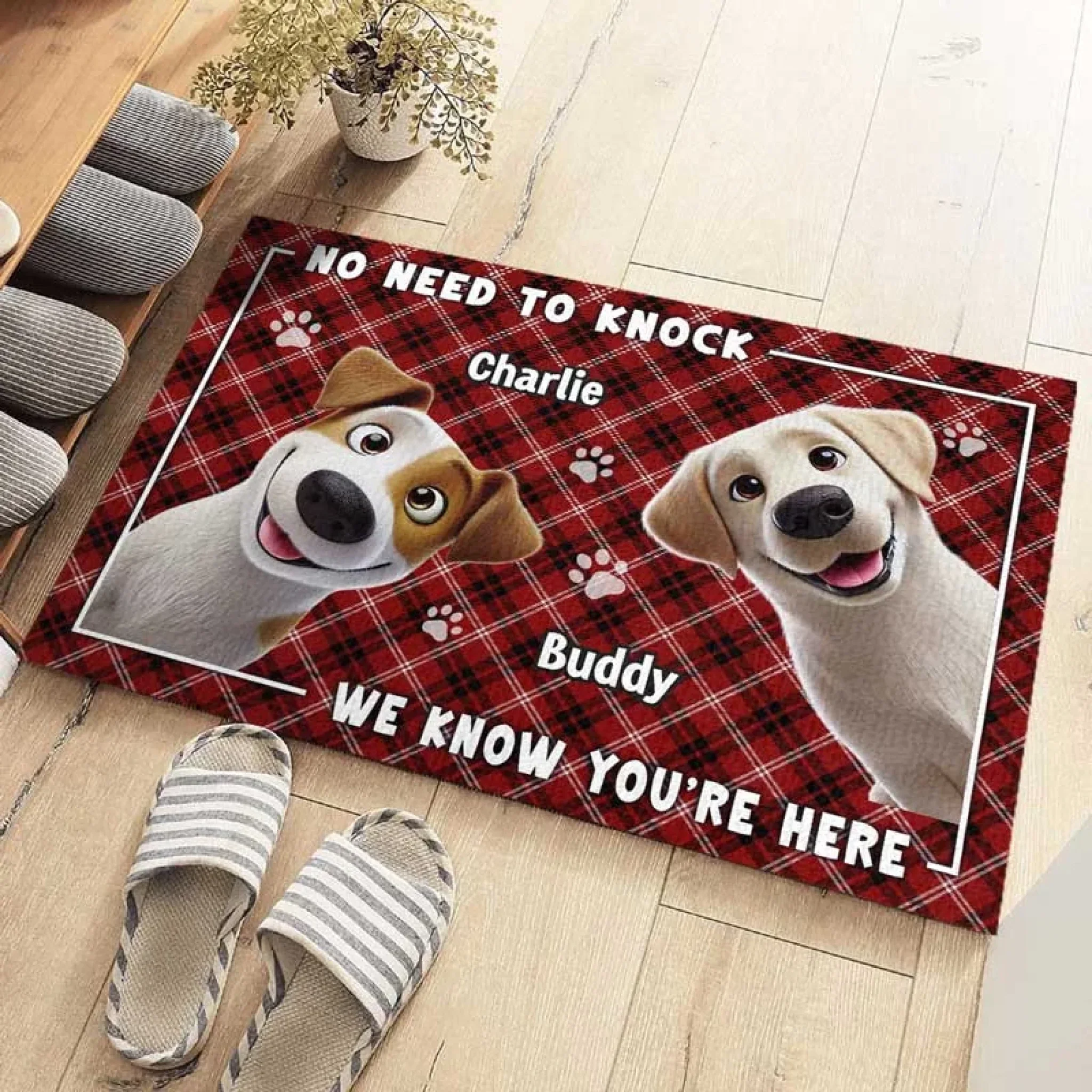Furry Friends Set The Welcome Standard - Dog Personalized Custom Home Decor Decorative Mat - House Warming Gift For Pet Owners, Pet Lovers - Image 3
