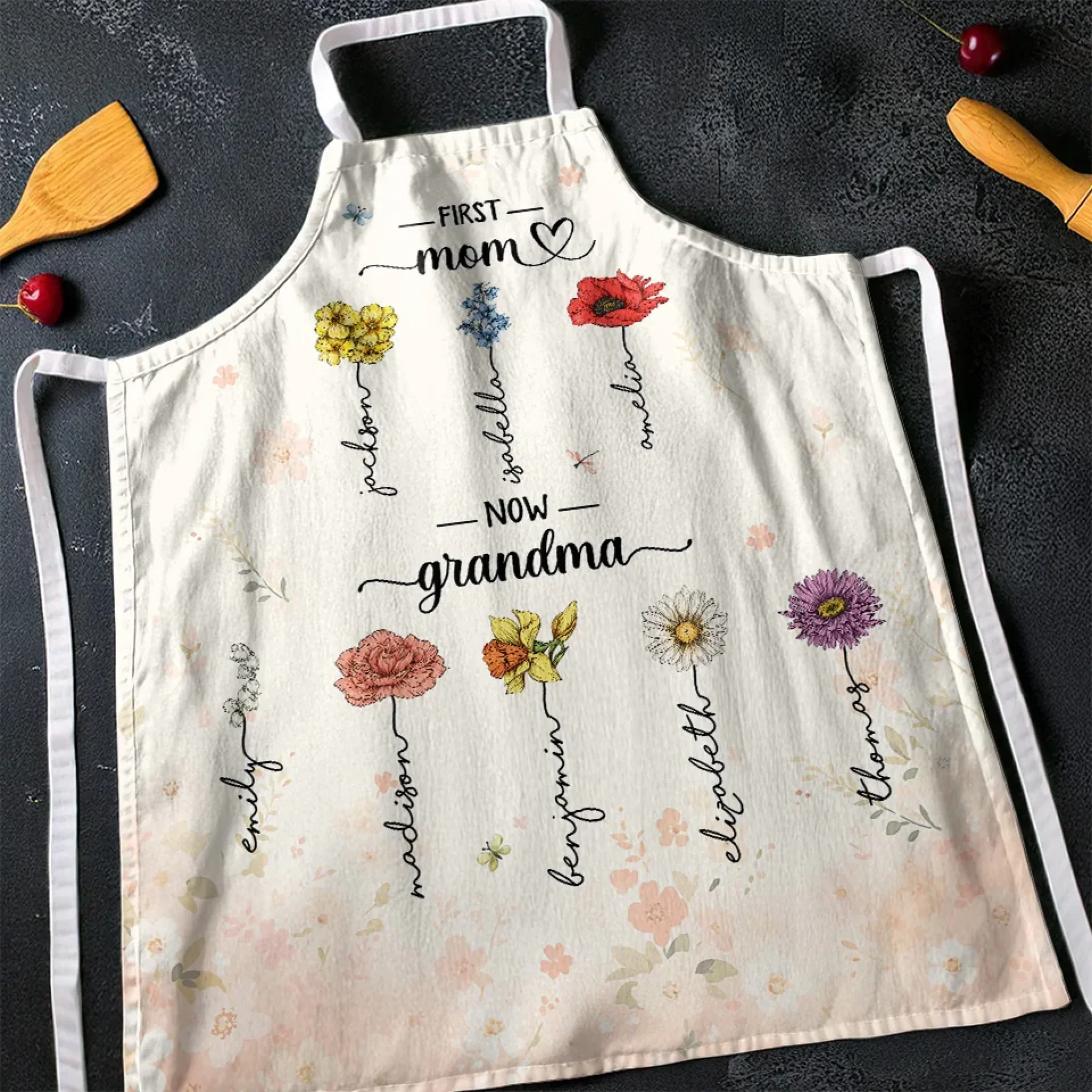 Generations Of Love, Forever Strong - Family Personalized Custom Apron - Mother's Day, Gift For Mom, Grandma - Image 3