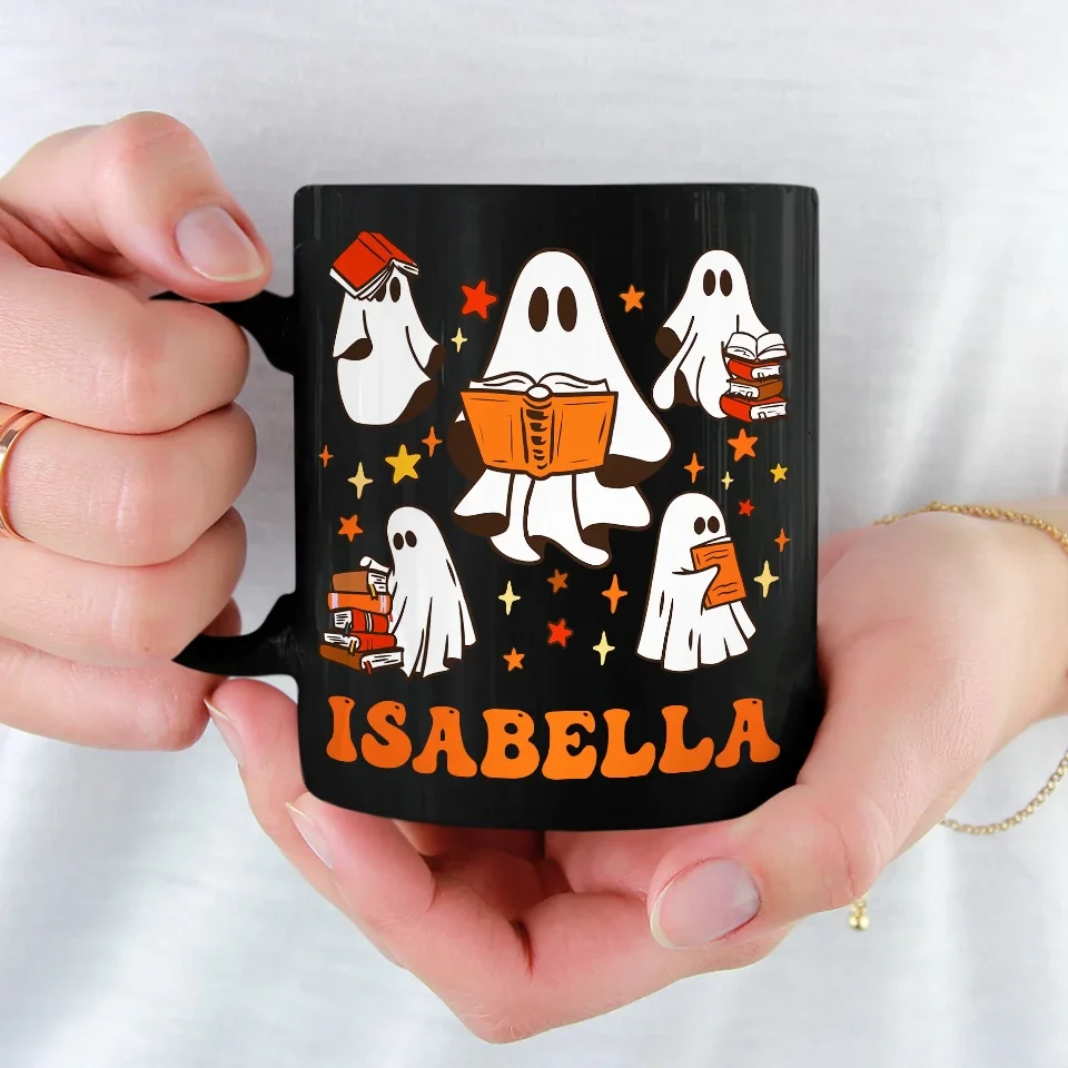 Ghosts Have The Most Fun - Family Personalized Custom Black Mug - Halloween Gift For Family Members - Image 3