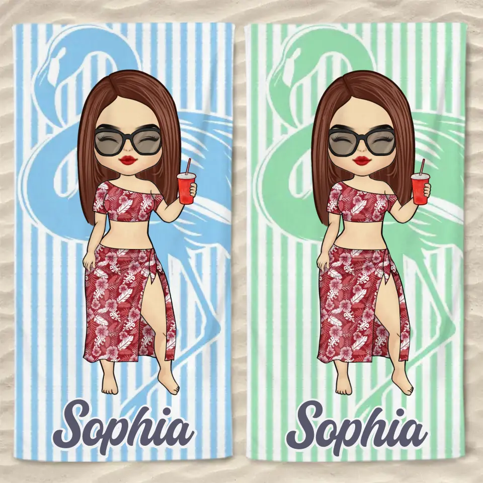 Girls Just Wanna Have Sun - Bestie Personalized Custom Beach Towel - Summer Vacation Gift, Birthday Pool Party Gift For Best Friends, BFF, Sisters - Image 6
