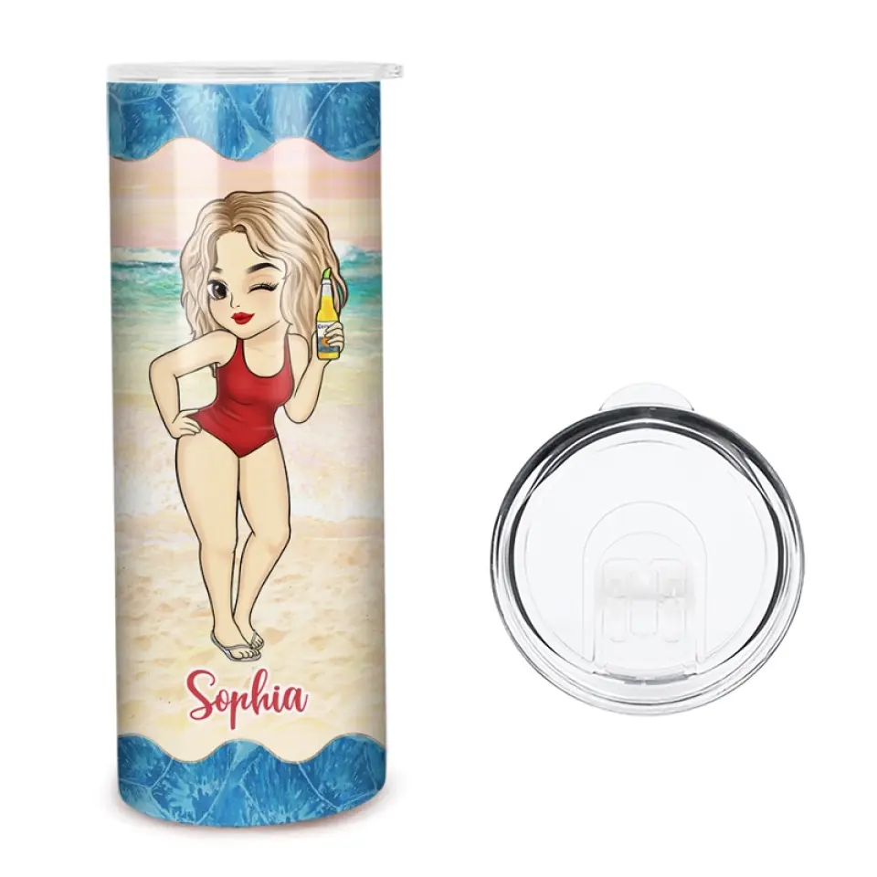 Girls Trip Cheaper Than Therapy - Bestie Personalized Custom Skinny Tumbler - Summer Vacation Gift For Best Friends, BFF, Sisters - Image 4