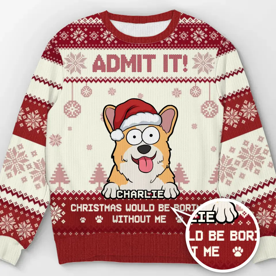 Give The Gift Of Holiday Cheer With A Personalized Pup Sweater - Dog & Cat Personalized Custom Ugly Sweatshirt - Unisex Wool Jumper - Christmas Gift For Pet Owners, Pet Lovers - Image 2