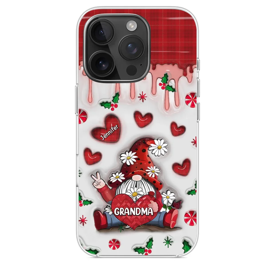 Gnome One Loves Like Grandma - Family Personalized Custom 3D Inflated Effect Printed Clear Phone Case - Christmas Gift For Grandma - Image 33