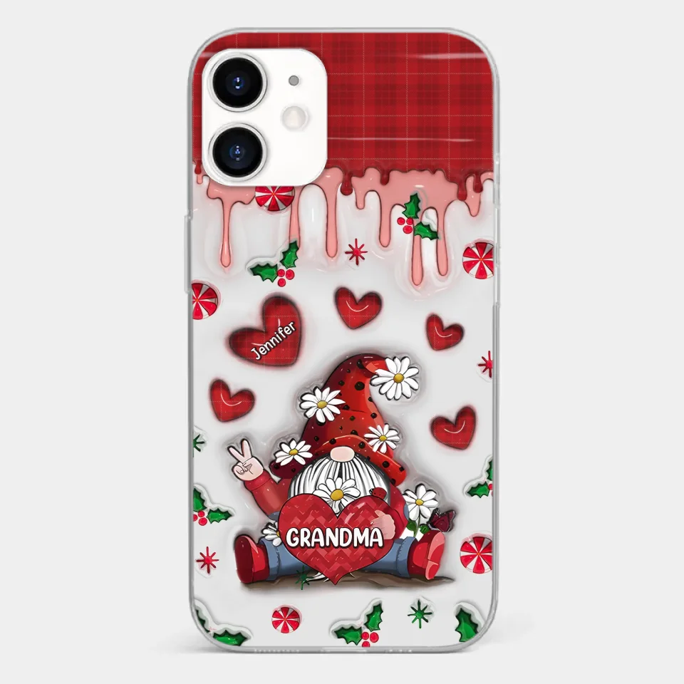 Gnome One Loves Like Grandma - Family Personalized Custom 3D Inflated Effect Printed Clear Phone Case - Christmas Gift For Grandma - Image 9