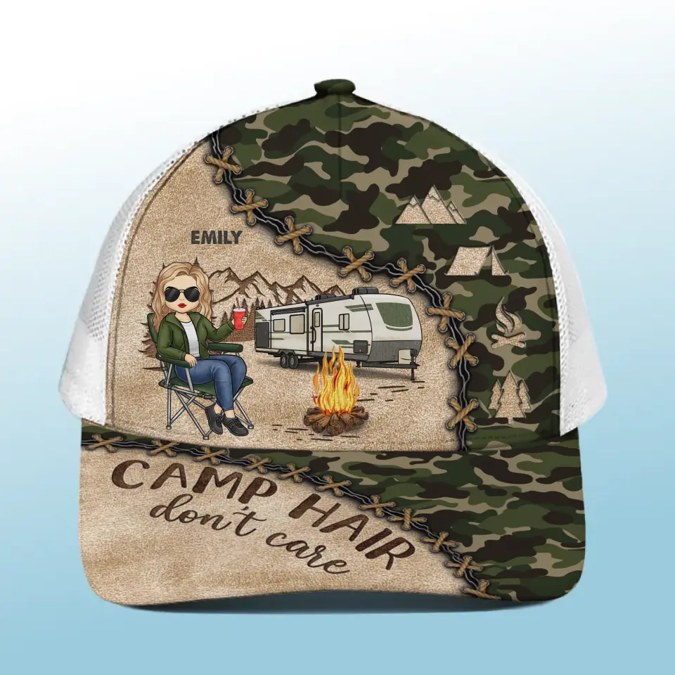 Go Wild Camping - Camping Personalized Custom Mesh-back Baseball Cap, Baseball Trucker Cap - Gift For Husband Wife, Camping Lovers - Image 2