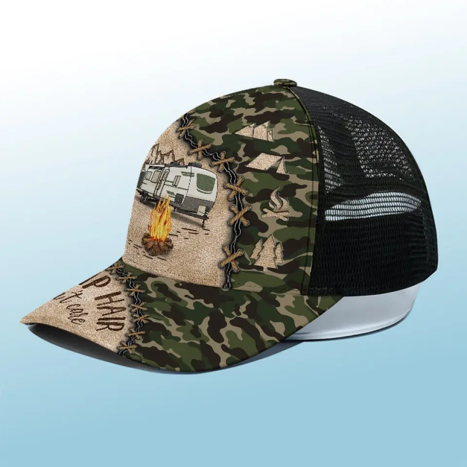Go Wild Camping - Camping Personalized Custom Mesh-back Baseball Cap, Baseball Trucker Cap - Gift For Husband Wife, Camping Lovers - Image 4