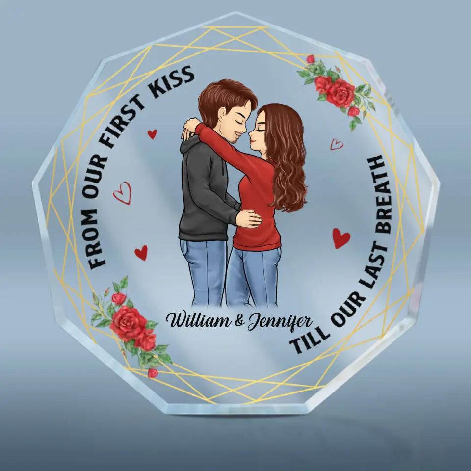 God Blessed The Broken Road - Couple Personalized Custom Nonagon Shaped Acrylic Plaque - Gift For Husband Wife, Anniversary - Image 2