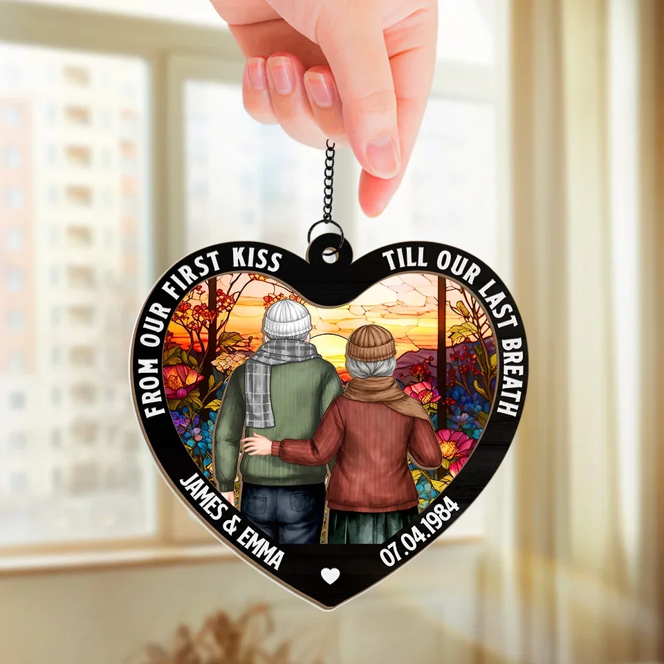 God Blessed The Broken Road - Couple Personalized Window Hanging Suncatcher Ornament - Gift For Husband Wife, Anniversary - Image 3