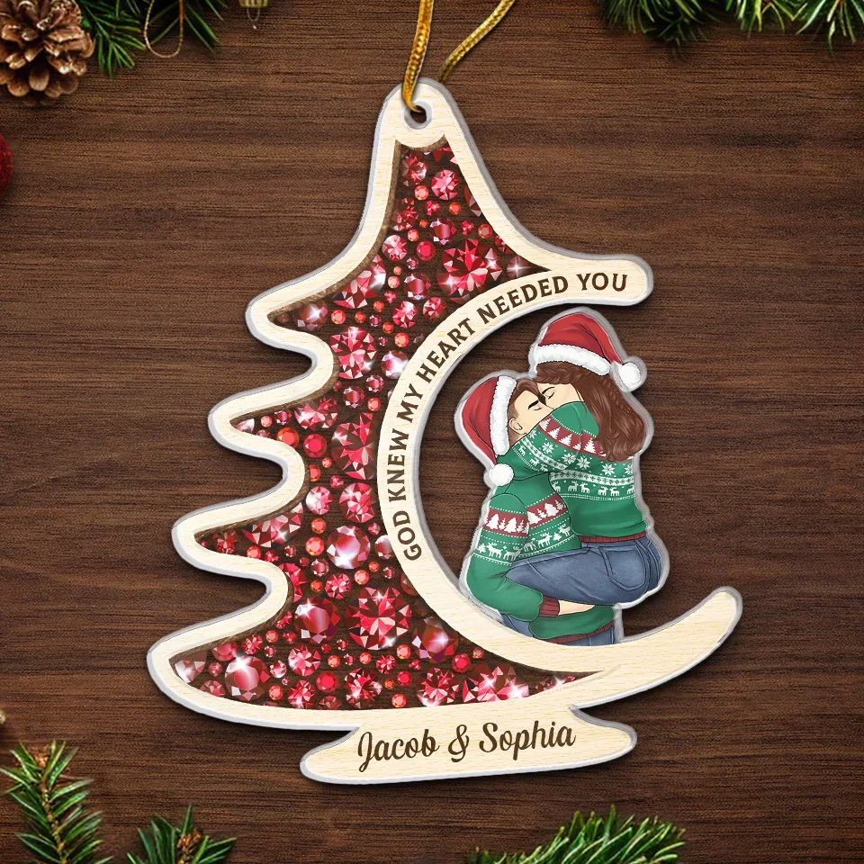 God Knew My Heart Needed You - Couple Personalized Custom Ornament - Acrylic Custom Shaped - Christmas Gift For Husband Wife, Anniversary, First Christmas - Image 5