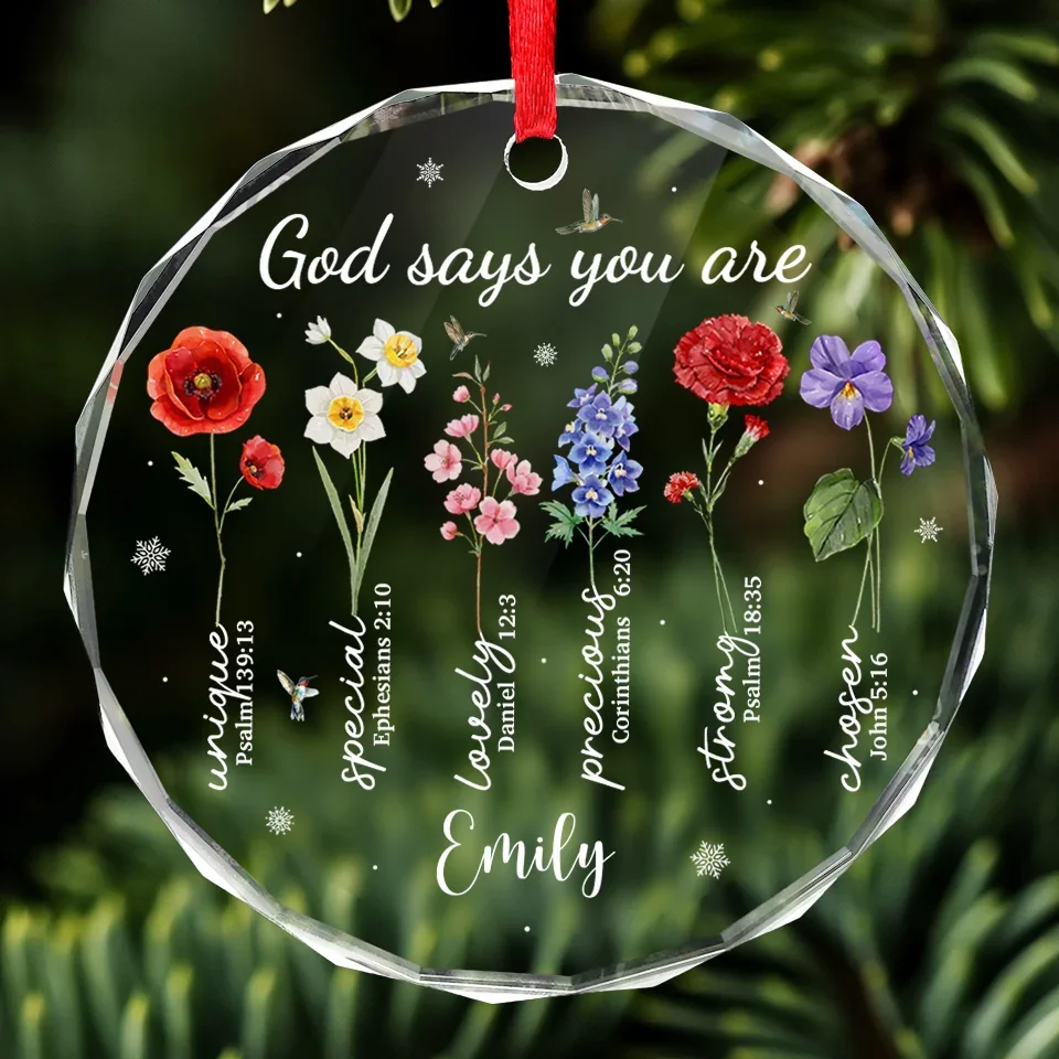 God Say You Are Unique - Bestie Personalized Custom Circle Glass Ornament - Christmas Gift For Best Friends, BFF, Sisters, Yourself - Image 3