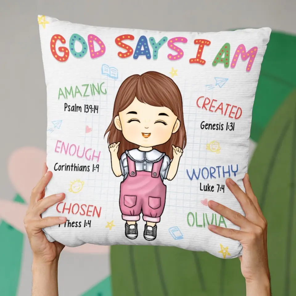 God Says I Am Amazing - Personalized Custom Kid Pillow - Gift For Kid, Back To School Gift - Image 4