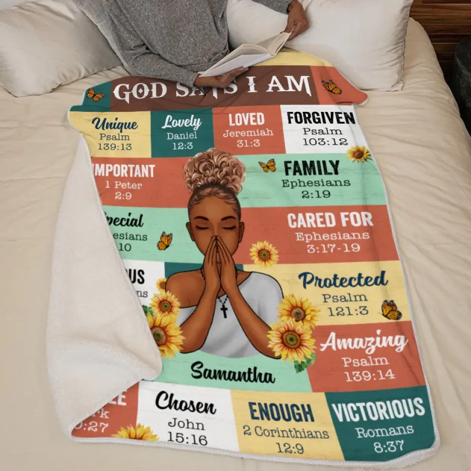 God Says I Am - Family Personalized Custom Blanket - Gift For Family Members - Image 6