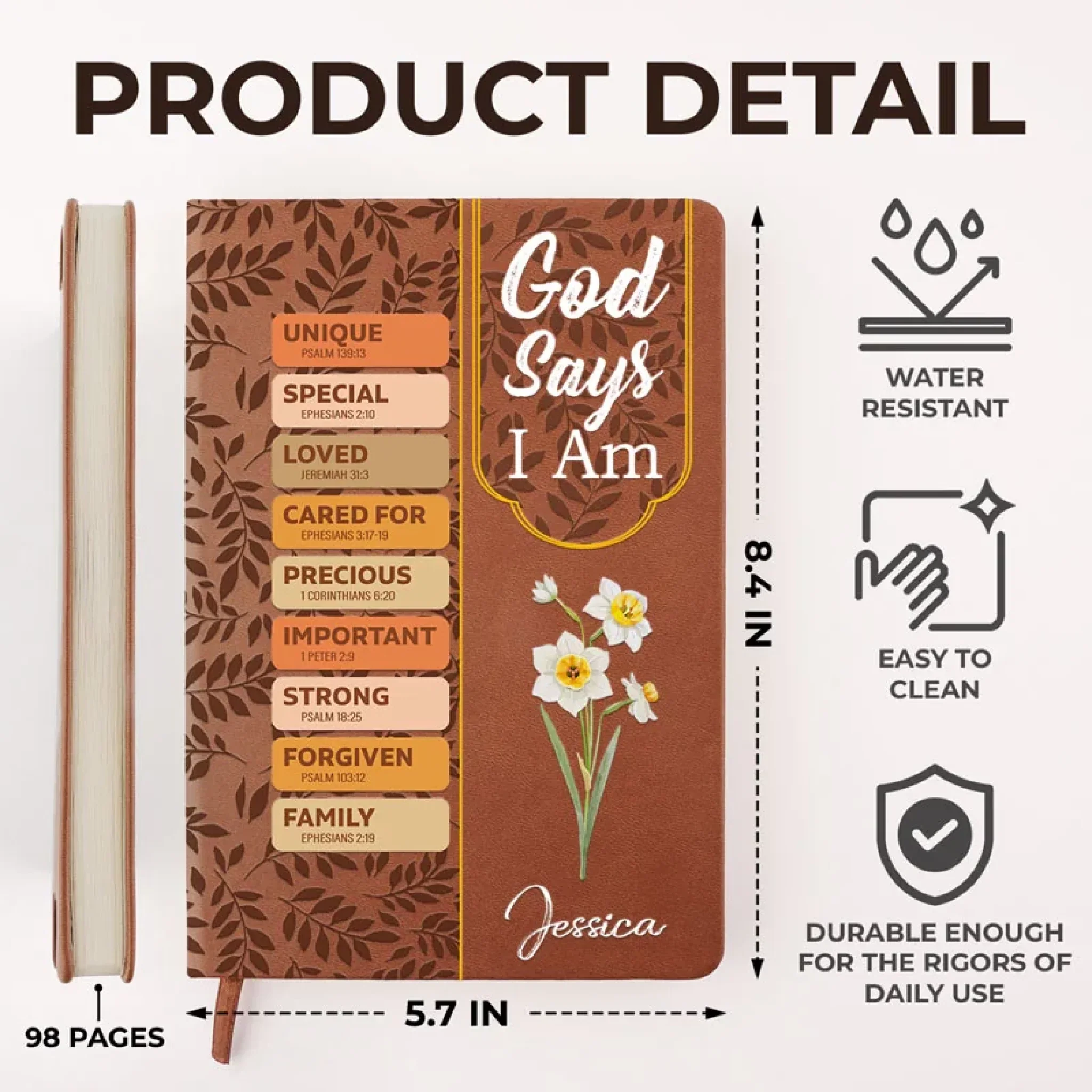 God Says I Am Important - Family Personalized Custom Leather Journal - Gift For Yourself, Best Friends, Siblings, Family Members - Image 5