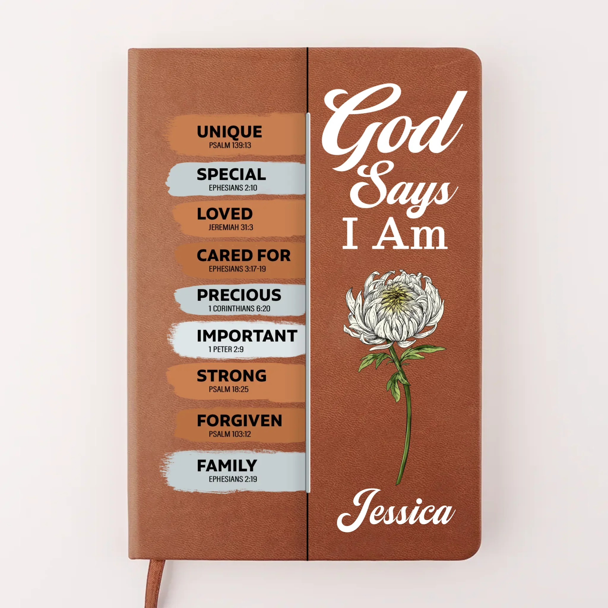 God Says I Am Unique - Family Personalized Custom Leather Journal - Gift For Yourself, Best Friends, Siblings, Family Members - Image 2
