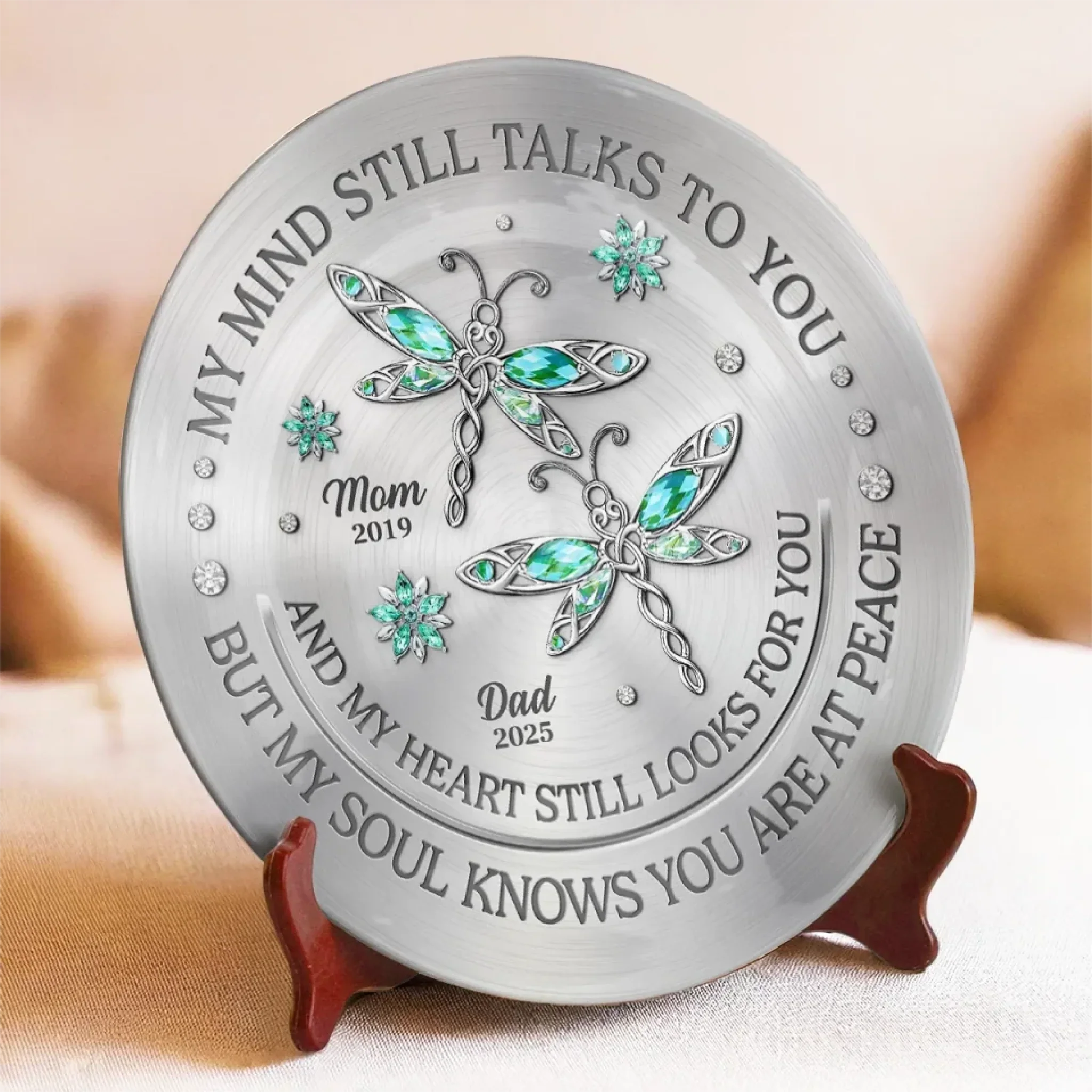 Gone, But Always Remembered - Memorial Personalized Custom Ceramic Plate - Sympathy Gift For Family Members - Image 3