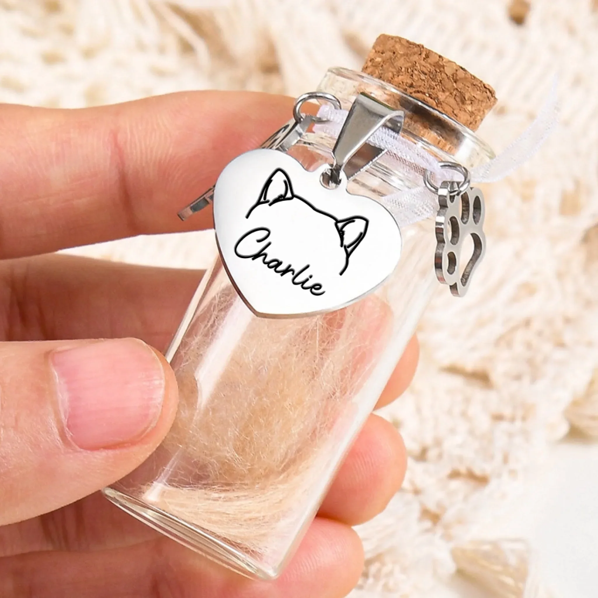Custom Pet Fur Keepsake Jar - Personalized Pet Memorial Sympathy Gifts For Dogs, Cats - Gone But Not Forgotten - Image 3