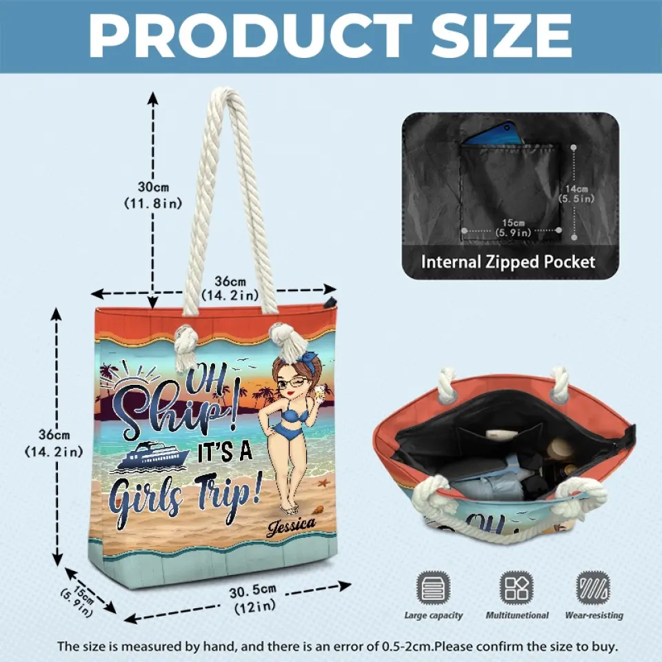 Good Times And Tan Lines - Bestie Personalized Custom Beach Bag - Summer Vacation Gift For Best Friends, BFF, Sisters - Image 6
