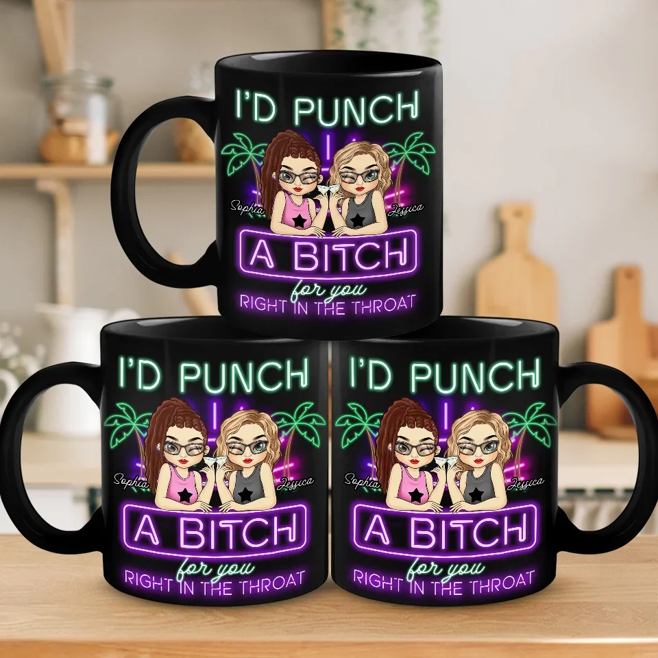 Good Vibes And Better Drinks - Bestie Personalized Custom Black Mug - Christmas Gift For Best Friends, BFF, Sisters - Image 4