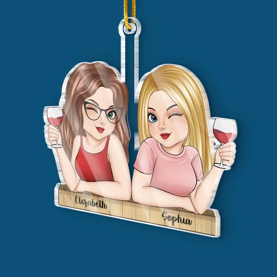 Good Vibes And Even Better Friends - Bestie Personalized Custom Ornament - Acrylic Custom Shaped - Christmas Gift For Best Friends, BFF, Sisters - Image 3