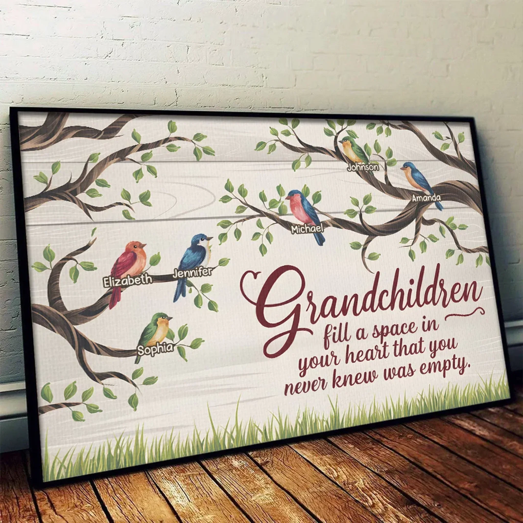 Grandchildren Are The Joy Of Our Hearts - Family Personalized Custom Horizontal Poster - Gift For Grandma, Grandpa, Grandkid - Image 4