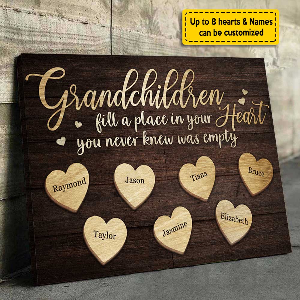 Grandchildren Fill A Place In Your Heart - Personalized Horizontal Canvas - Gift For Grandparents - Image 4