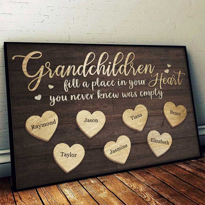 Grandchildren Fill A Place In Your Heart - Personalized Horizontal Poster - Gift For Grandparents - Image 2