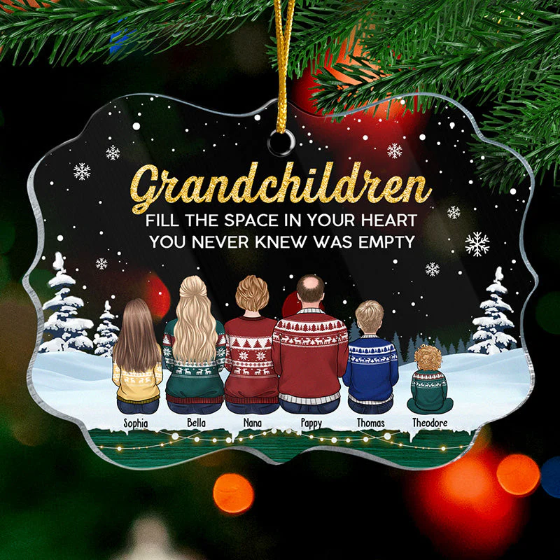 Grandchildren Fill The Space In Your Heart - Family Personalized Custom Ornament - Acrylic Benelux Shaped - Christmas Gift For Family Members - Image 2