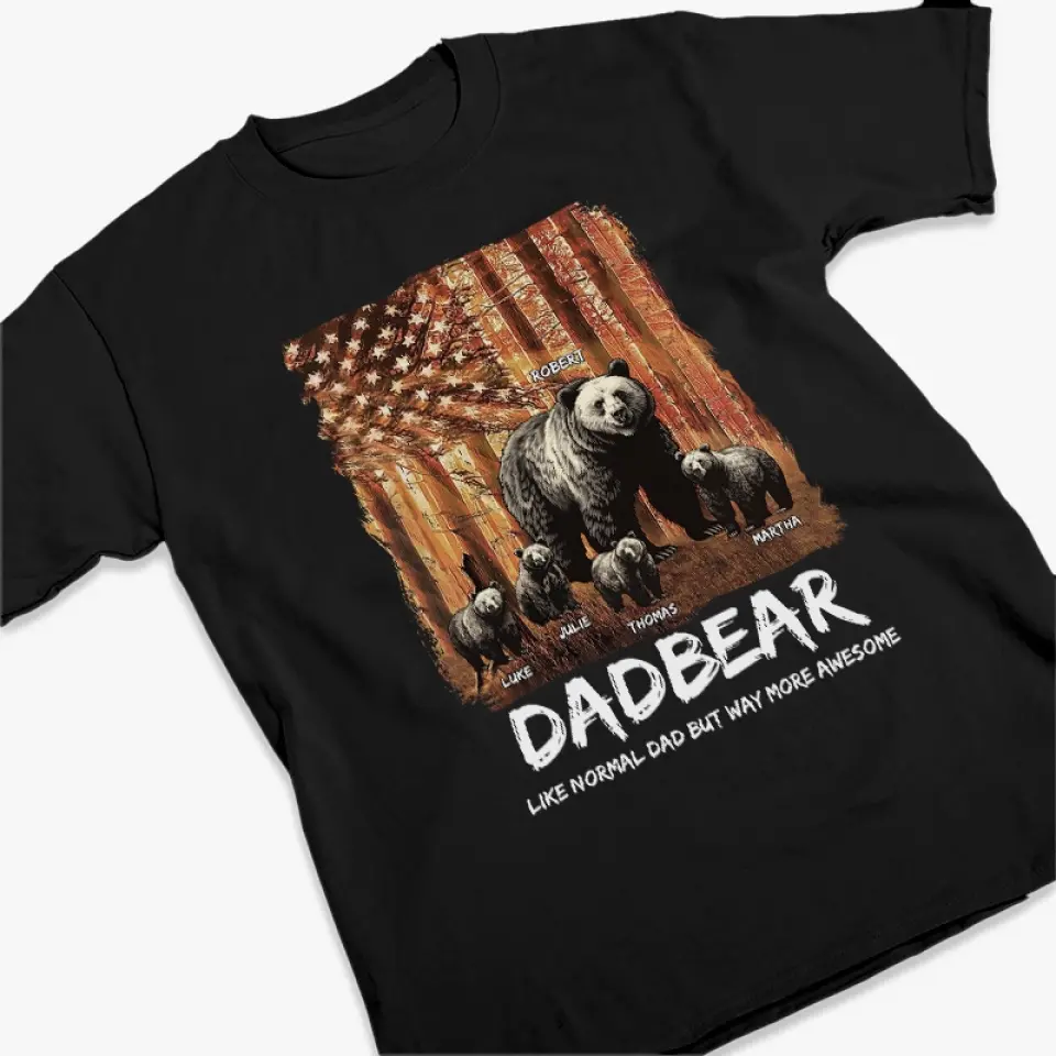 Grandchildren Warm Papa Bear's Heart- Family Personalized Custom Unisex T-shirt, Hoodie, Sweatshirt - Gift For Dad, Grandpa - Image 3