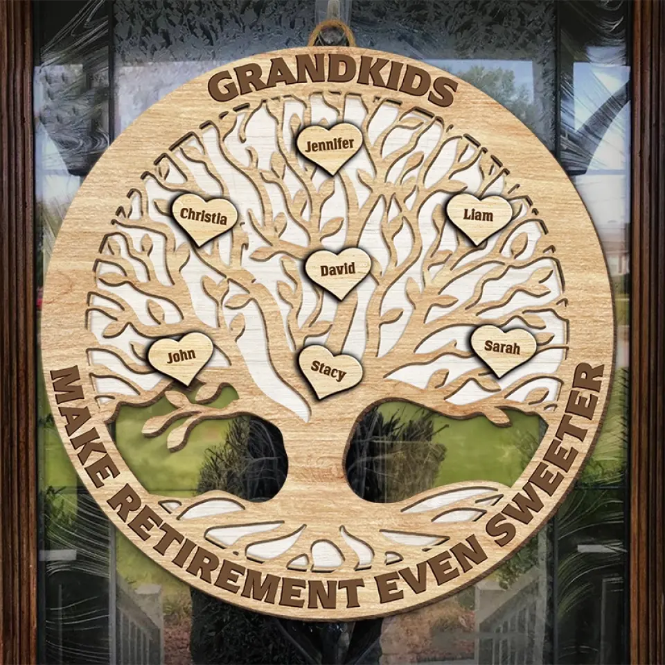 Grandkid Makes Retirement Even Sweeter - Personalized Shaped Wood Sign - Gift For Mom, Grandma - Image 4