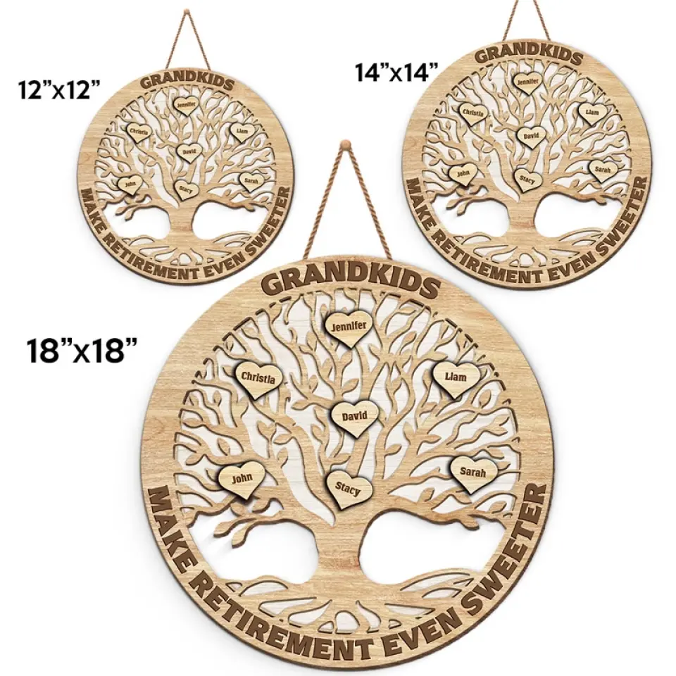 Grandkid Makes Retirement Even Sweeter - Personalized Shaped Wood Sign - Gift For Mom, Grandma - Image 5