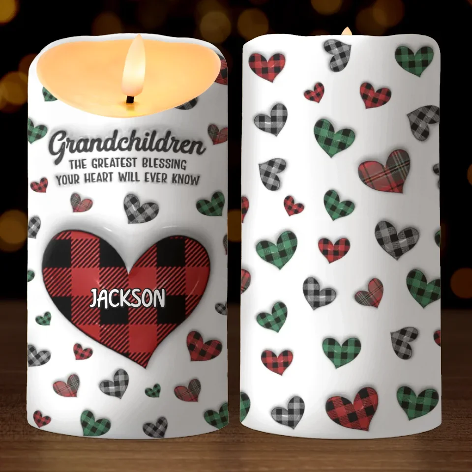 Grandkids Make Life More Grand - Family Personalized Custom 3D Inflated Effect Printed LED Candle - Christmas Gift For Grandma, Grandpa, Grandkids - Image 2