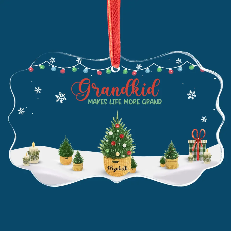 Grandkids Make Life More Grand - Family Personalized Custom Benelux Glass Ornament - Sympathy Gift, Christmas Gift For Mom, Grandma - Image 2
