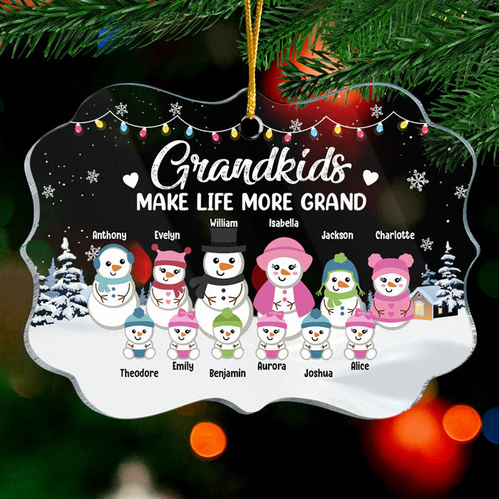Grandkids Make Life More Grand - Personalized Custom Benelux Shaped Acrylic Christmas Ornament - Gift For Grandparents, Christmas Gift - Image 2