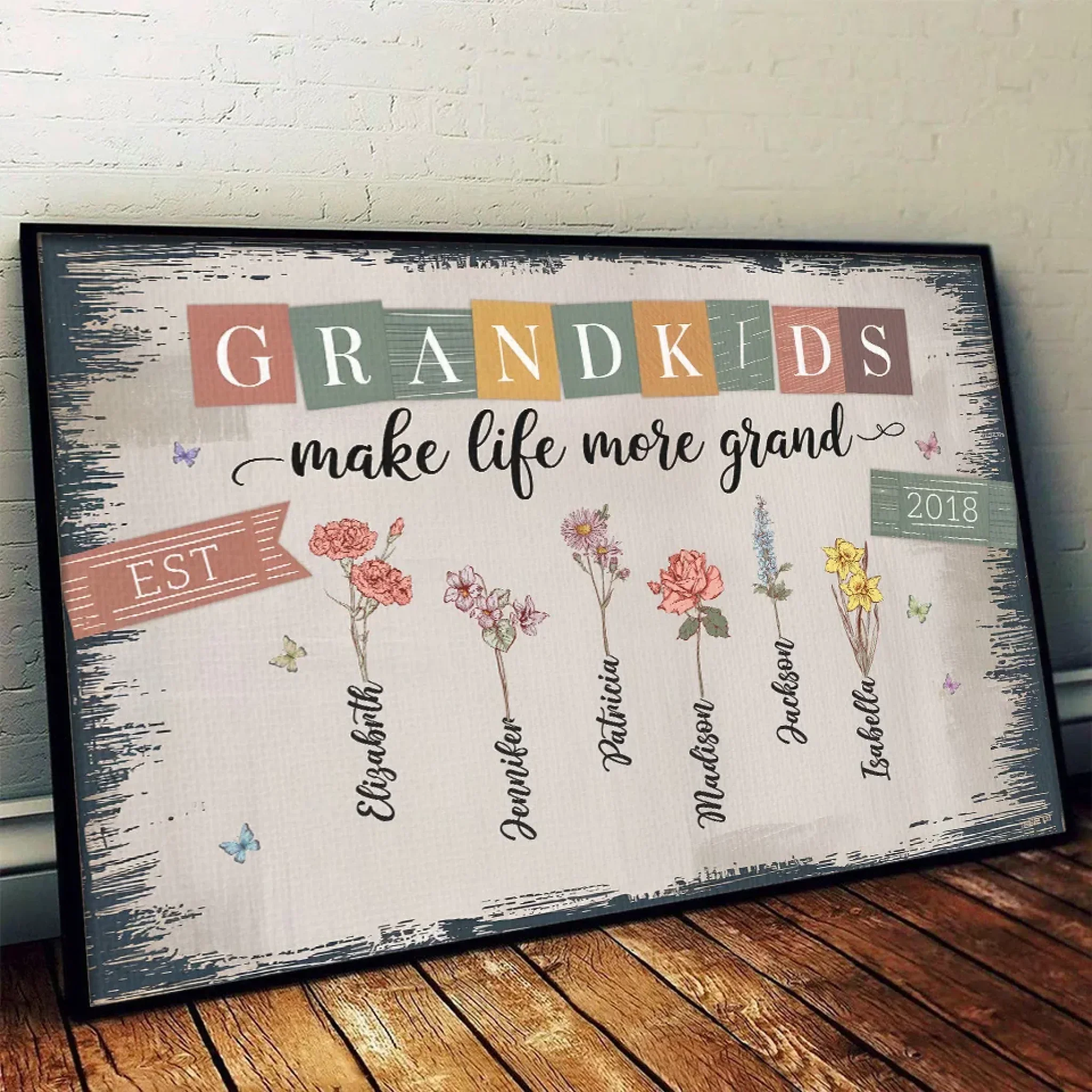 Grandkids Make The World Brighter - Family Personalized Custom Horizontal Poster - Gift For Mom, Grandma - Image 4