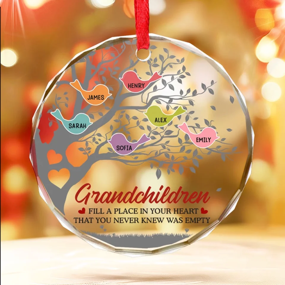 Grandkids Makes Life More Grand - Family Personalized Custom Circle Glass Ornament - Christmas Gift For Grandma - Image 3