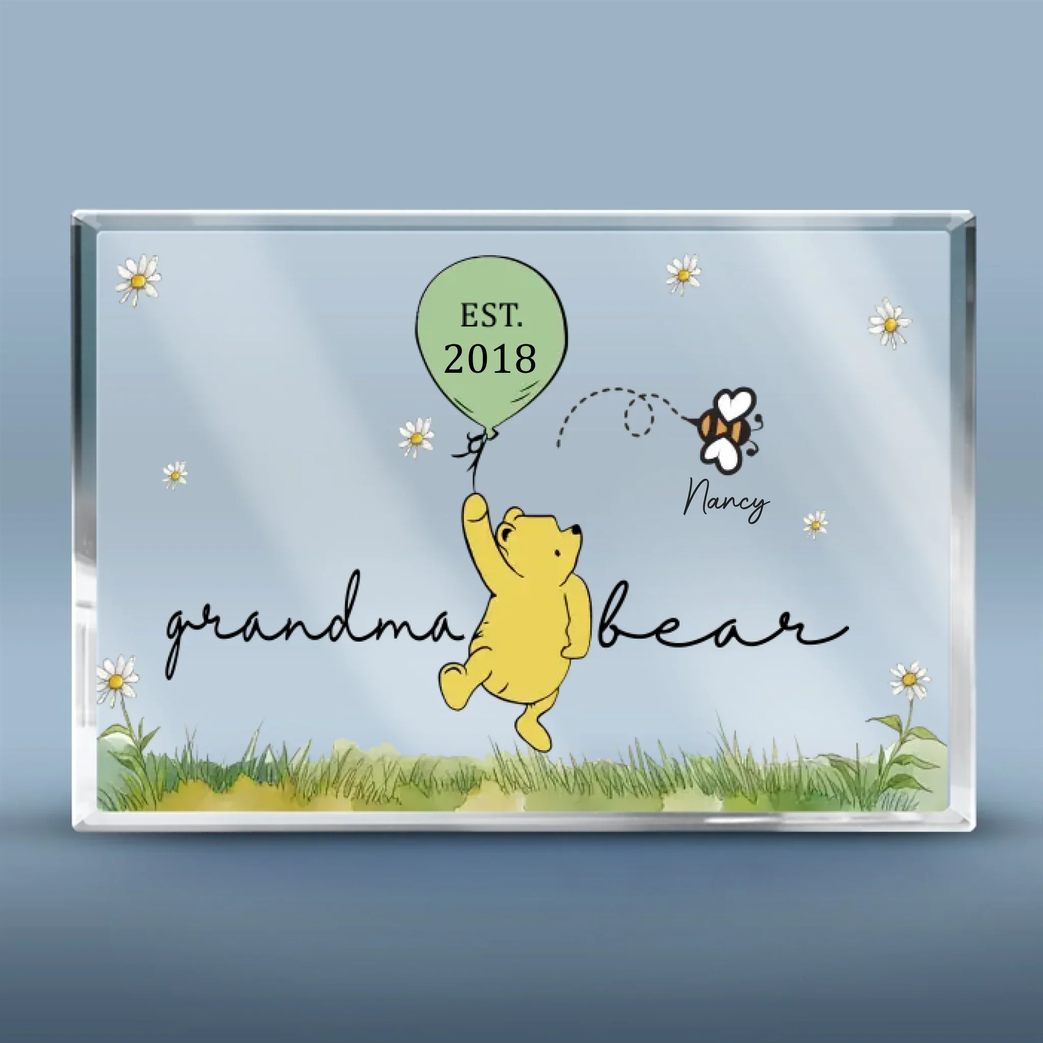Grandma Bear And Her Sweet Honeybees - Family Personalized Custom Rectangle Shaped Acrylic Plaque - Mother's Day, Gift For Mom, Grandma - Image 2