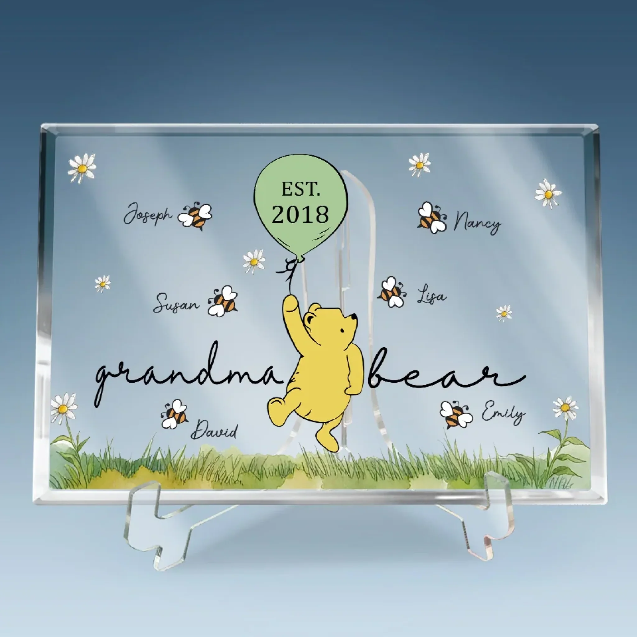 Grandma Bear And Her Sweet Honeybees - Family Personalized Custom Rectangle Shaped Acrylic Plaque - Mother's Day, Gift For Mom, Grandma - Image 3