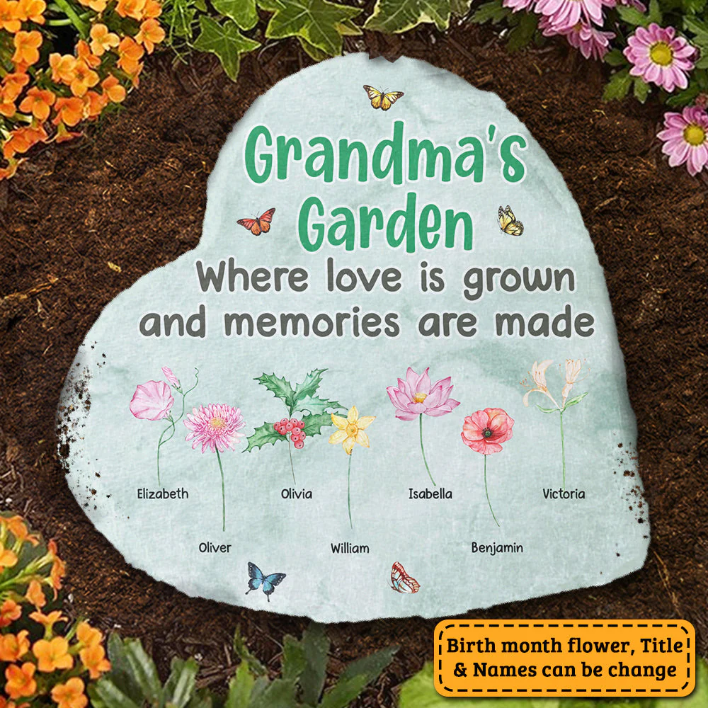 Grandma Garden Where Love Is Grown And Memories Are Made - Personalized Garden Stone - Gift For Grandma, Grandparents - Image 3