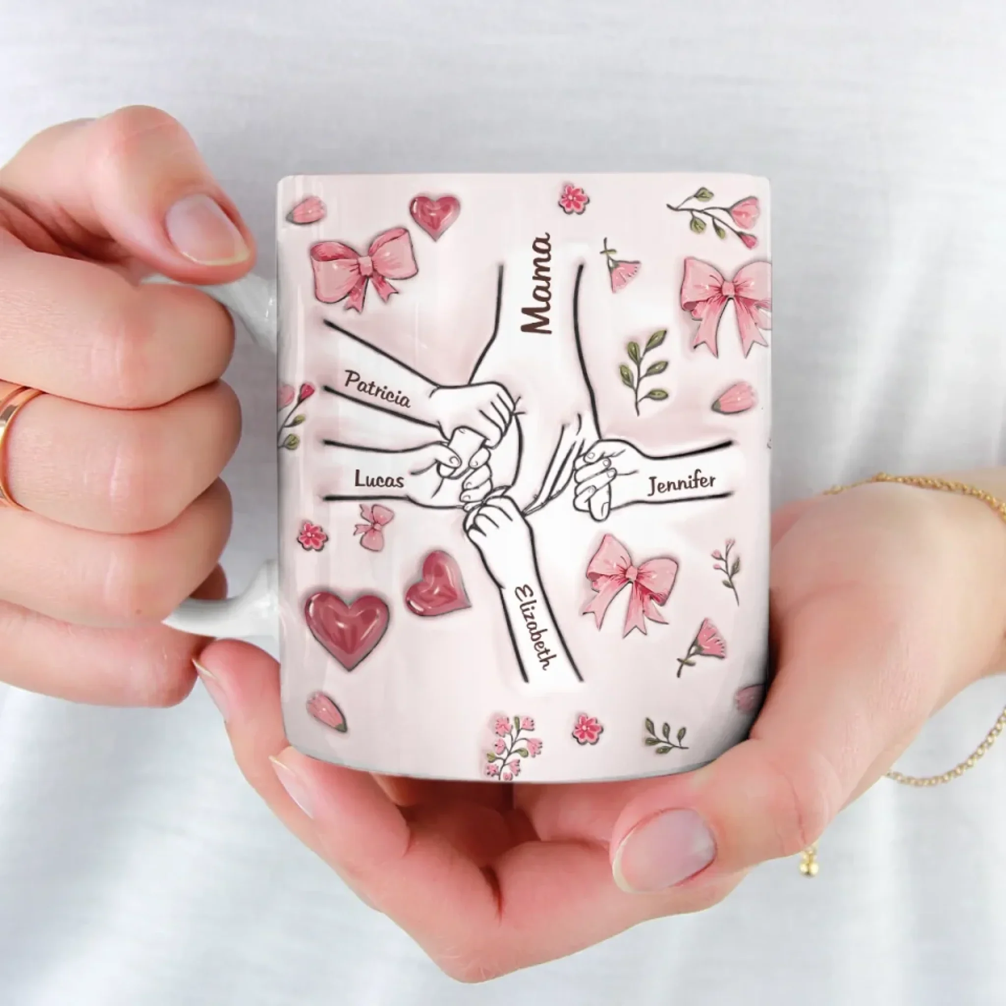 Grandma Is The Heart Of The Family - Family Personalized Custom 3D Inflated Effect Printed Mug - Mother's Day, Gift For Mom, Grandma - Image 4