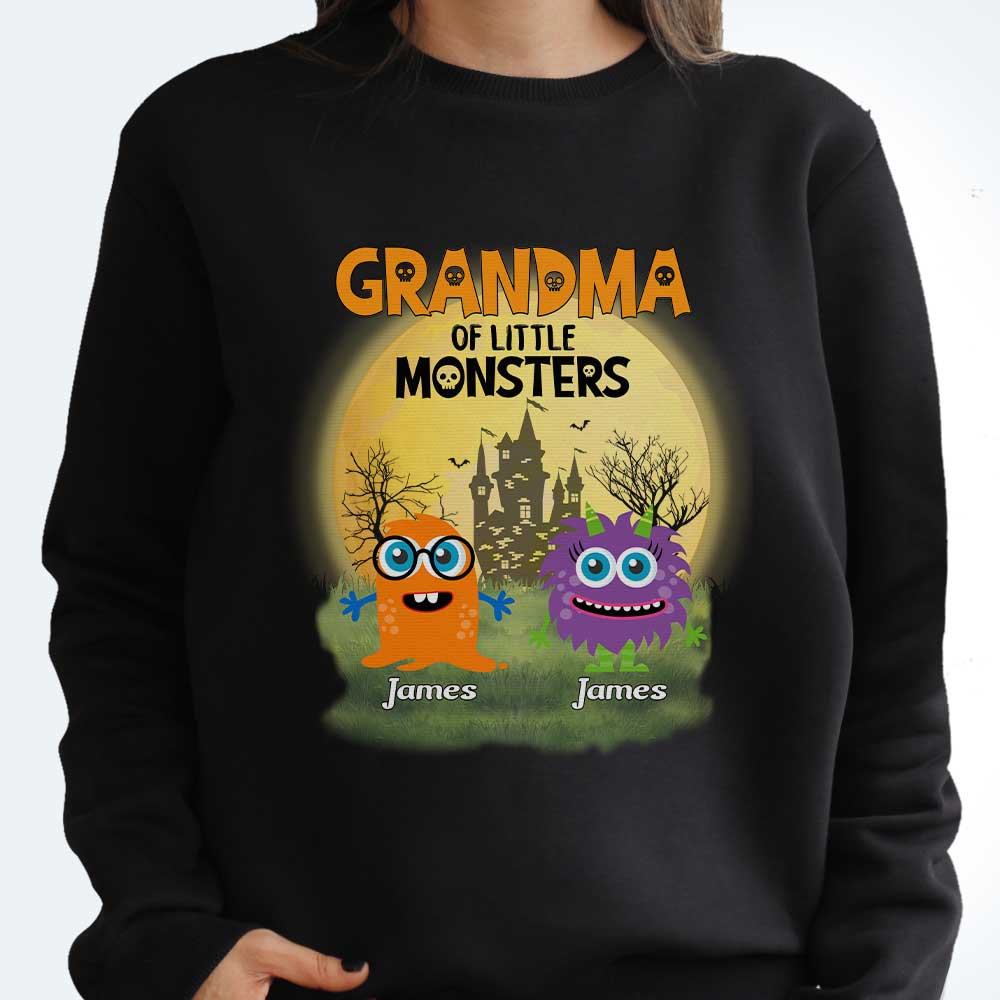 Grandma Of Little Monsters - Personalized Unisex T-Shirt, Hoodie, Sweatshirt - Gift For Grandma, Grandparents, Halloween Gift - Image 3